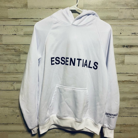 Essentials Other - Essentials White Hoodie with Black Lettering